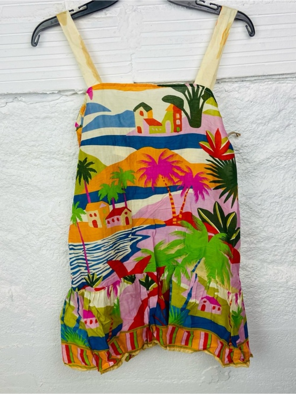 NWT true destinations Palm colorful cotton lightweight Tropical Mini Dress XS